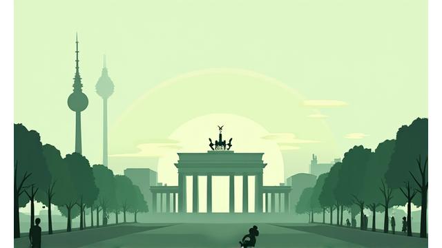 Ikone, die die Skyline von Berlin mit dem Brandenburger Tor und dem Fernsehturm darstellt.
