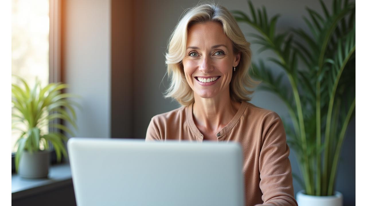 Ein freundlicher, lächelnder Berater, der eine Telefonkonferenz mit einem Klienten am Laptop führt, um Unterstützung zu bieten.
