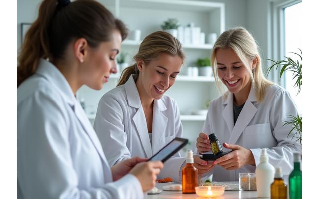 VitaFluss Team testet verschiedene Wellness-Produkte in einer modernen Umgebung